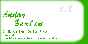 andor berlin business card